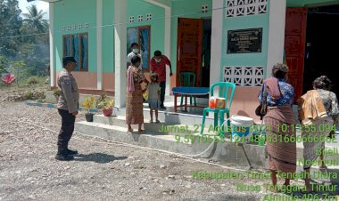 Bhabinkamtibmas-Bijeli-Tegaskan-Masuk-Desa-Bijeli-Wajib-Lapor-di-Posko-Covid-19