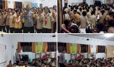Bhabinkamtibmas-Desa-Maubesi-Polres-TTU-Beri-Penyuluhan-Bahaya-TPPO-Bagi-Anggota-Pramuka