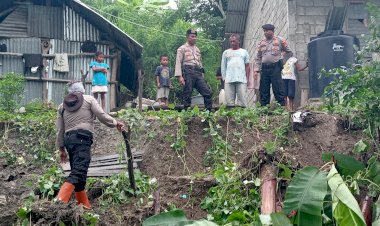 Tanah-Longsor-di-Desa-Faenake-Kabupaten-TTU-Mengancam-Rumah-Warga,-Polres-TTU-Bergerak-Cepat