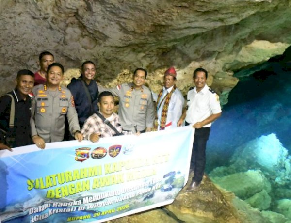 Mendorong promosi Wisata Gua Kristal dan beri dukungan pengembangan fasilitas, Kapolda NTT jalin silaturahmi dengan awak media.