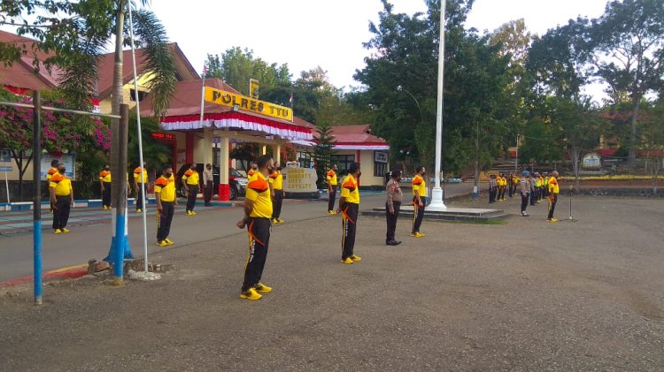 Demi menjaga stamina tubuh, Ditengah Pandemi Polres TTU melakukan senam rutin