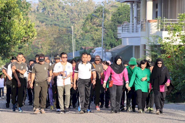 Olahraga Bersama Berjalan Meriah, Kapolres TTU : Kita Berbahagia di Hari Bhayangkara ke-77