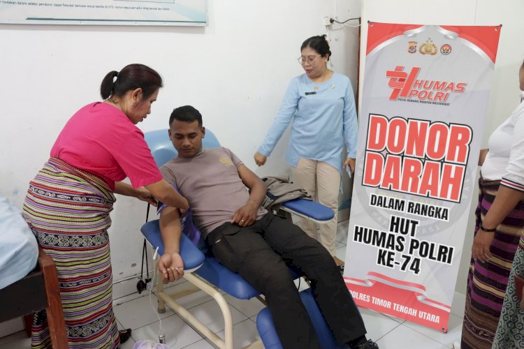 Peringati HUT Humas Polri ke-74; Polres TTU Gelar Donor Darah, Wujud Kepedulian Humanis