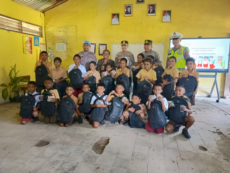 Sentuhan Kasih untuk pendidikan, Kapolres TTU Tebarkan Senyum dan Harapan di SDN Boronubaen