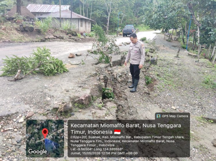 Longsor Ancam Akses Jalan di Miomaffo Barat, Polisi dan Warga Lakukan Penanganan Darurat